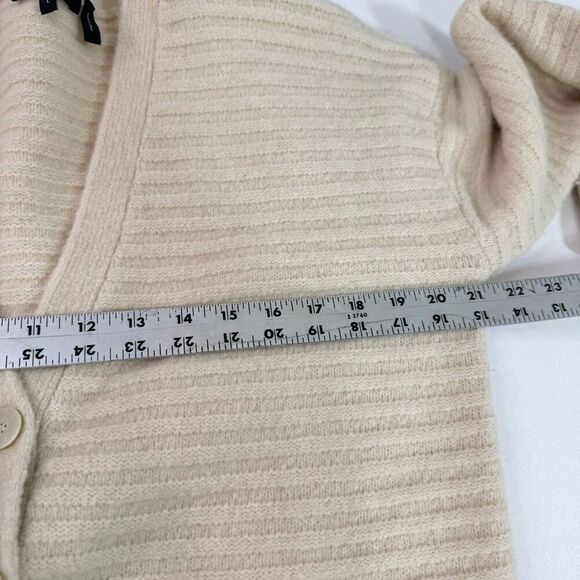 Theory Sweater Cardigan Womens Large Cream Ivory Paramour Merino Wool Yak Blend - Picture 5 of 10